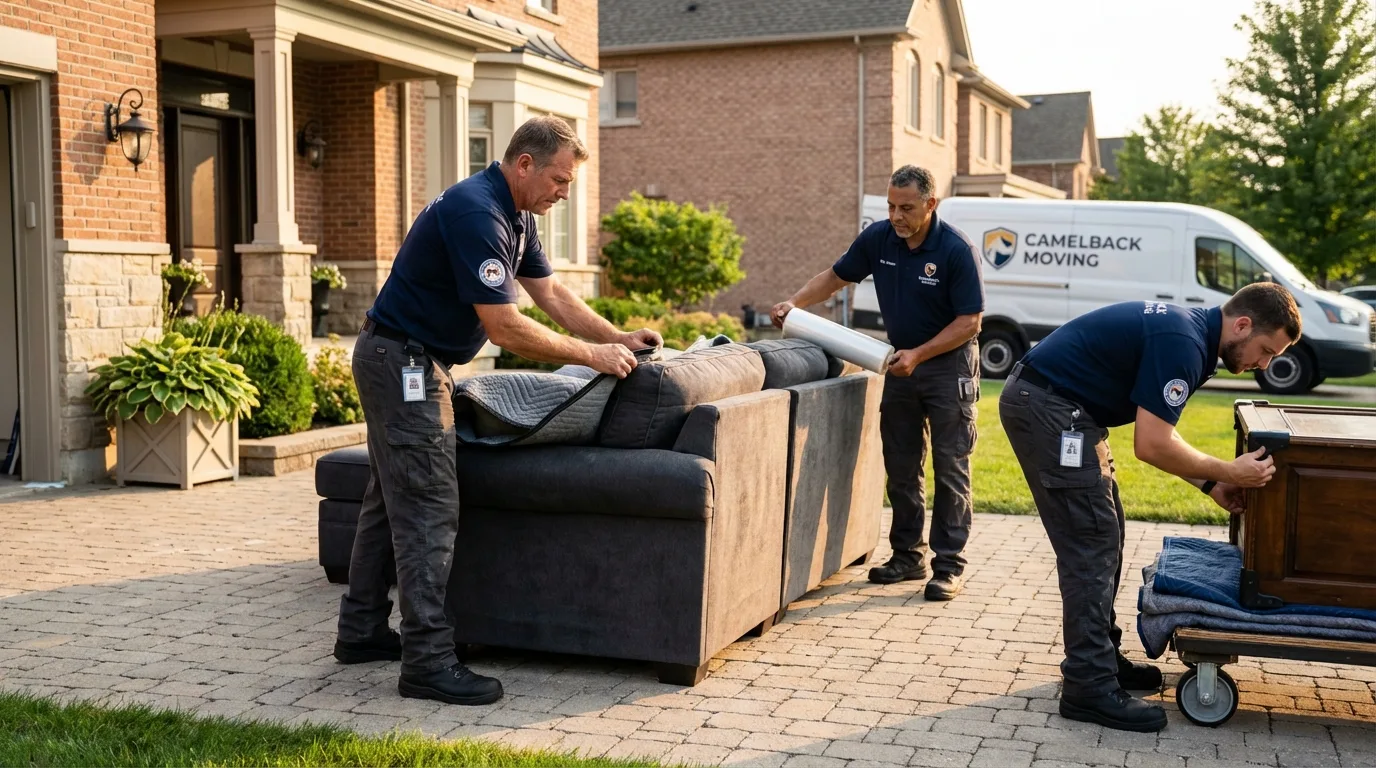 Large estate moving crew wrapping furniture in Cranford, NJ